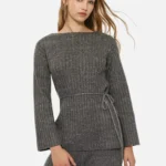 Long belted sweater - Beige