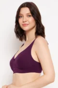 Wine Cotton T-Shirt Bra